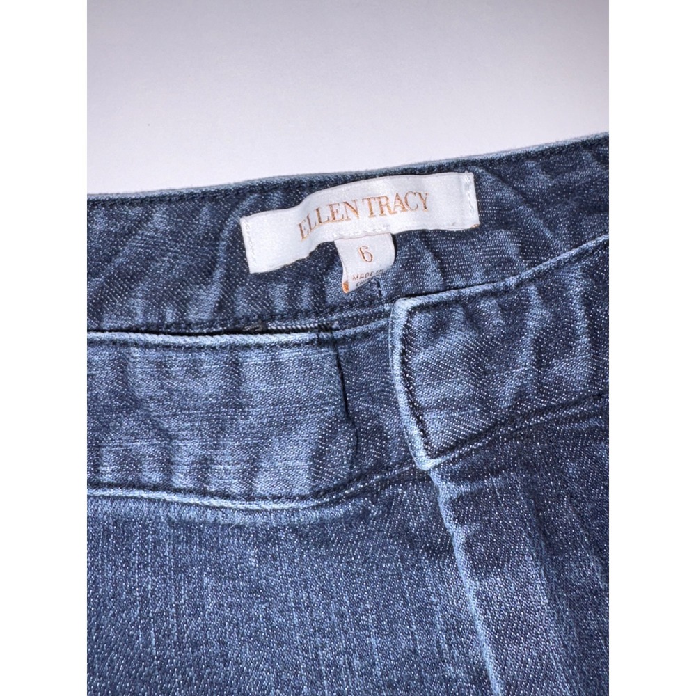 Ellen Tracy Womens Wide Leg Denim Jeans Dark Wash Size 6 - Picture 6 of 10